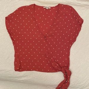 Madewell peach side-tie crop blouse